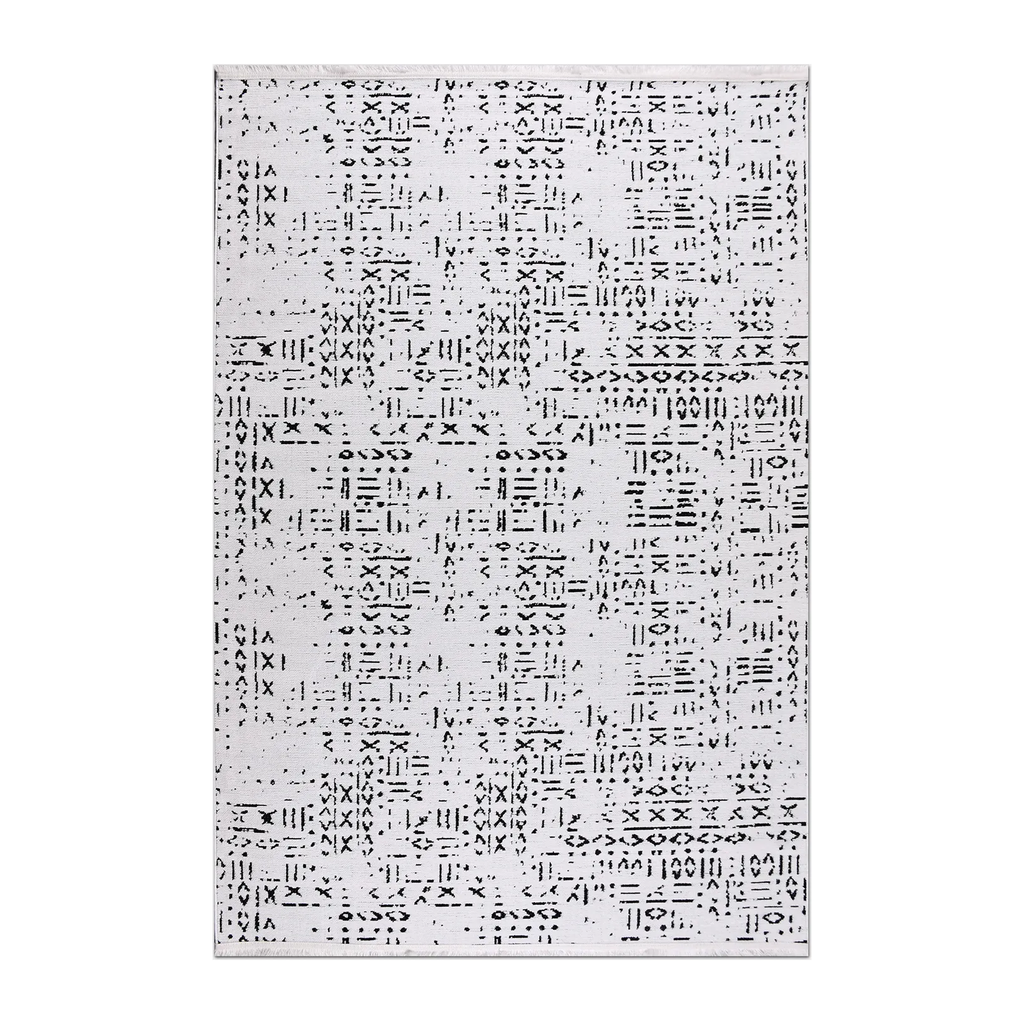 RECTANGLE | HERO | Gale Ivory Black Abstract Boho Machine Woven Living Room Bed