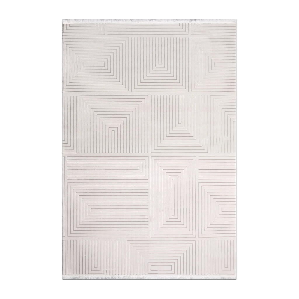 RECTANGLE | HERO | Bryony Cream Ivory Geometric Modern Machine Woven Living Roo