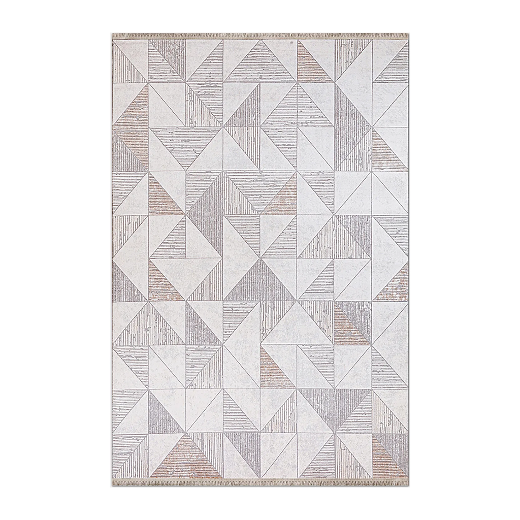 RECTANGLE | HERO | Hollyhock Cream Grey Geometric Triangle Mosaic Modern Machin