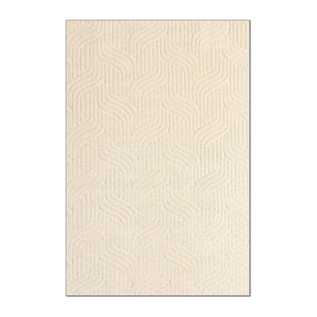 RECTANGLE | HERO | Snowmelt Cream Abstract Modern Machine Woven Textured Living