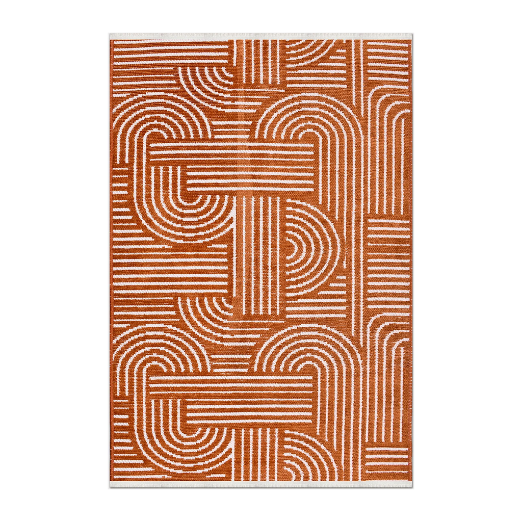 RECTANGLE | HERO | Cowslip Terracotta Cream Geometric Mid-Century Modern Machin