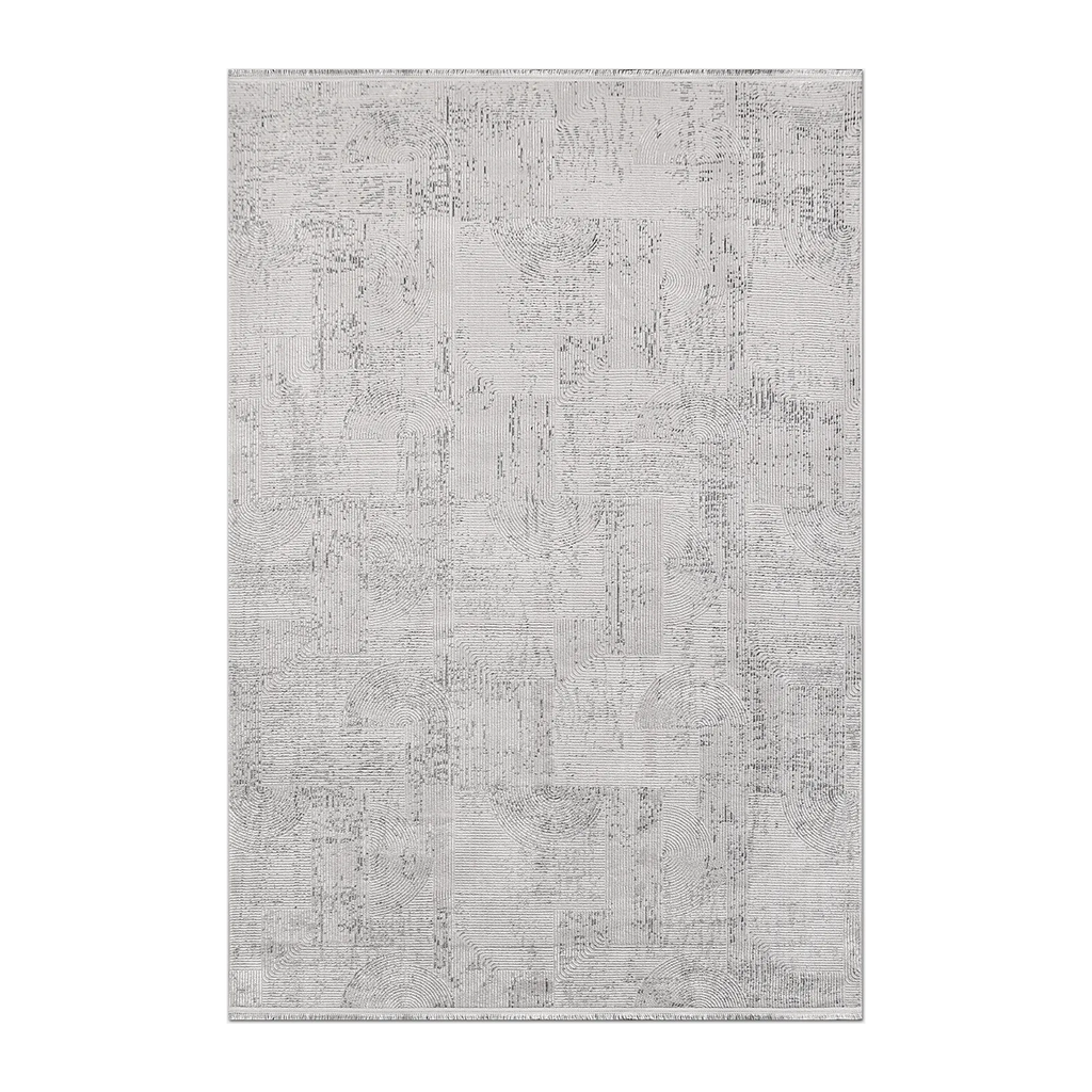 RECTANGLE | HERO | Gully Grey Ivory Abstract Modern Machine Woven Living Room B