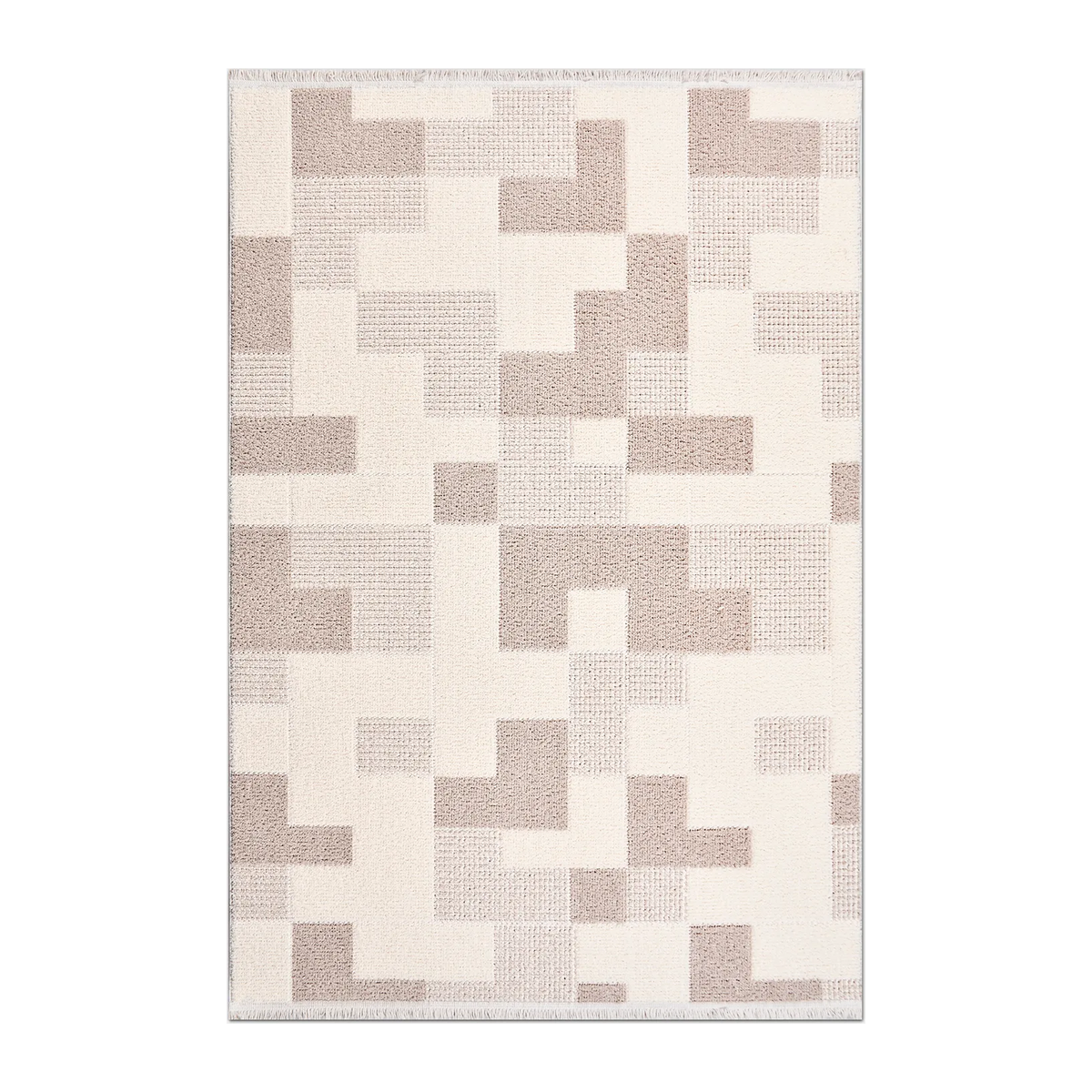 RECTANGLE | HERO | Nimbus Cream Taupe Geometric Modern Machine Woven Living Roo