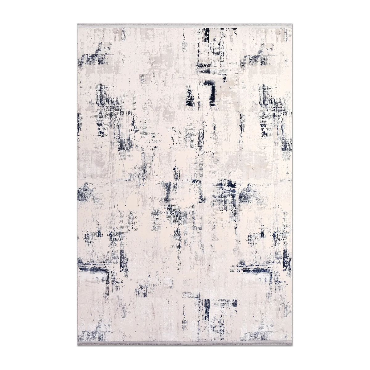 RECTANGLE | HERO | Almond Cream Navy Abstract Modern Machine Woven Living Room 