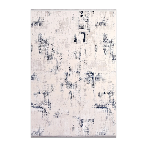 RECTANGLE | HERO | Almond Cream Navy Abstract Modern Machine Woven Living Room 
