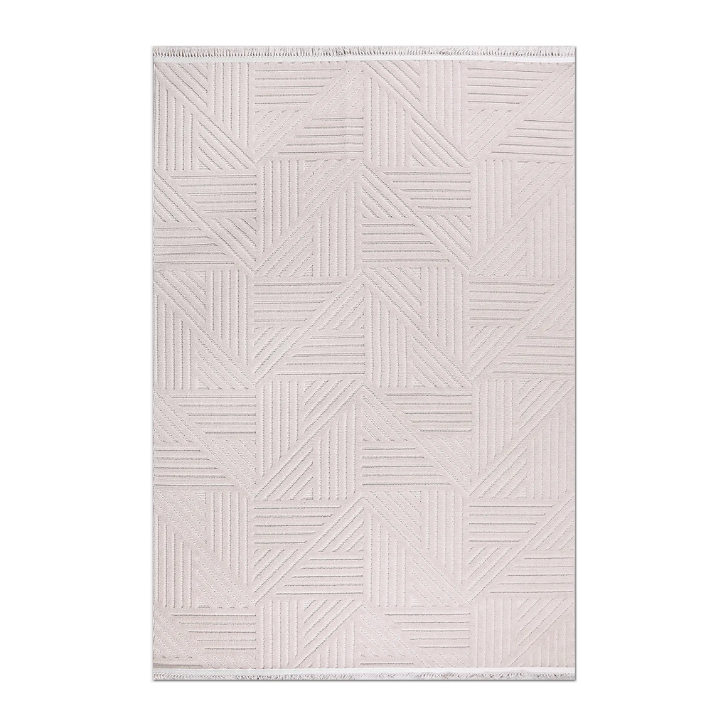 RECTANGLE | HERO | Kas Cream Modern Geometric Machine Woven High-Low Carved Liv