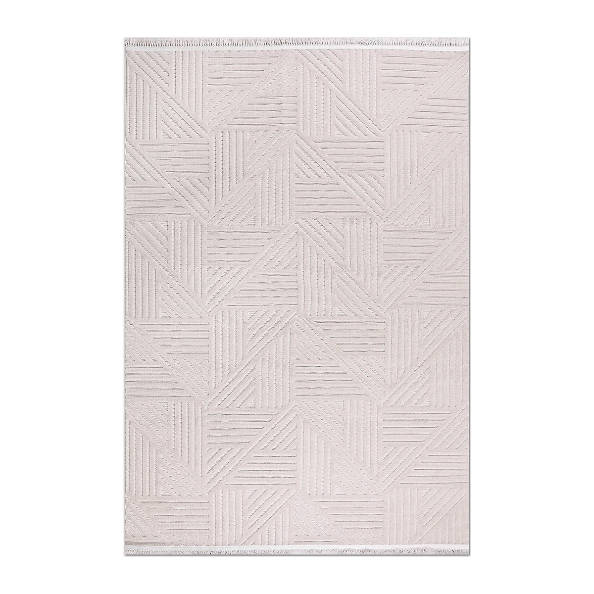 RECTANGLE | HERO | Kas Cream Modern Geometric Machine Woven High-Low Carved Liv