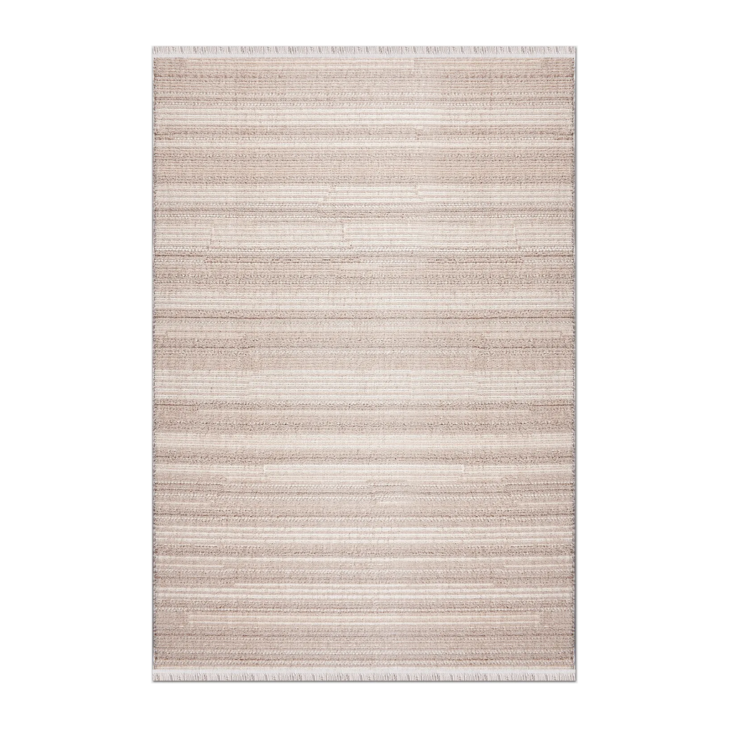 RECTANGLE | HERO | Lumen Beige Striped Transitional Modern Machine Woven Living