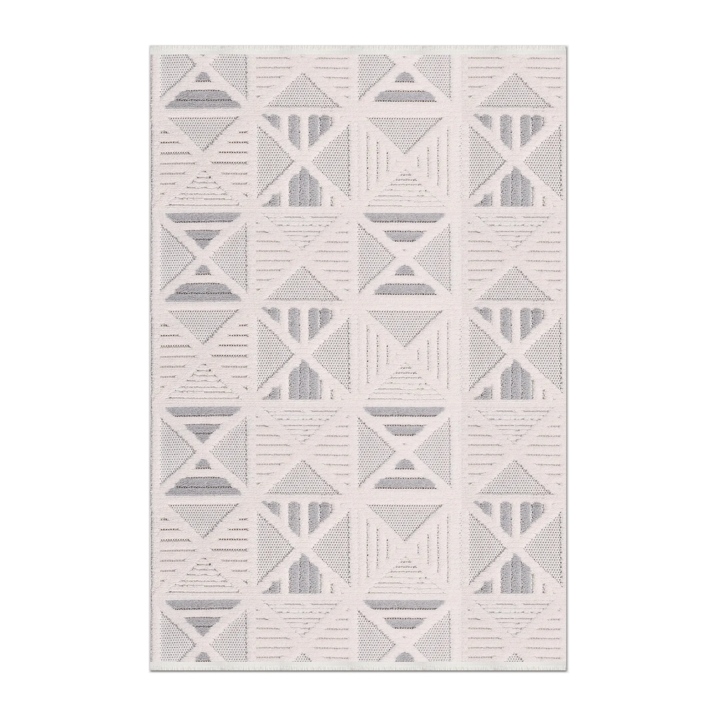 RECTANGLE | HERO | Keepstone Ivory Grey Geometric Diamond Machine Woven Living 