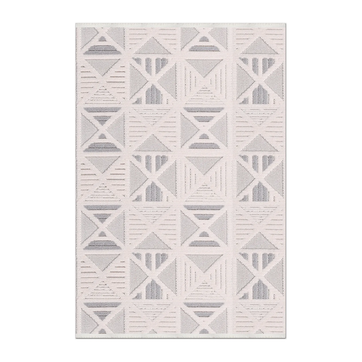 RECTANGLE | HERO | Keepstone Ivory Grey Geometric Diamond Machine Woven Living 