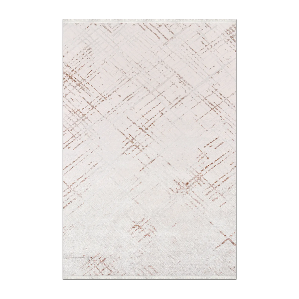 RECTANGLE | HERO | Ortahisar Cream Copper Abstract Modern Machine Woven Living 