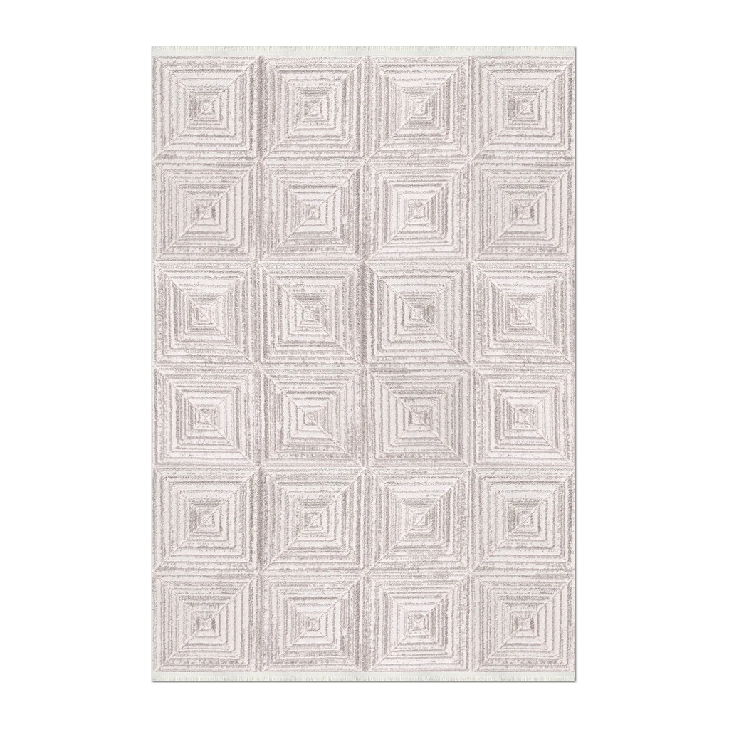 RECTANGLE | HERO | Zircon Cream Mid-Century Modern Geometric Machine Woven Livi