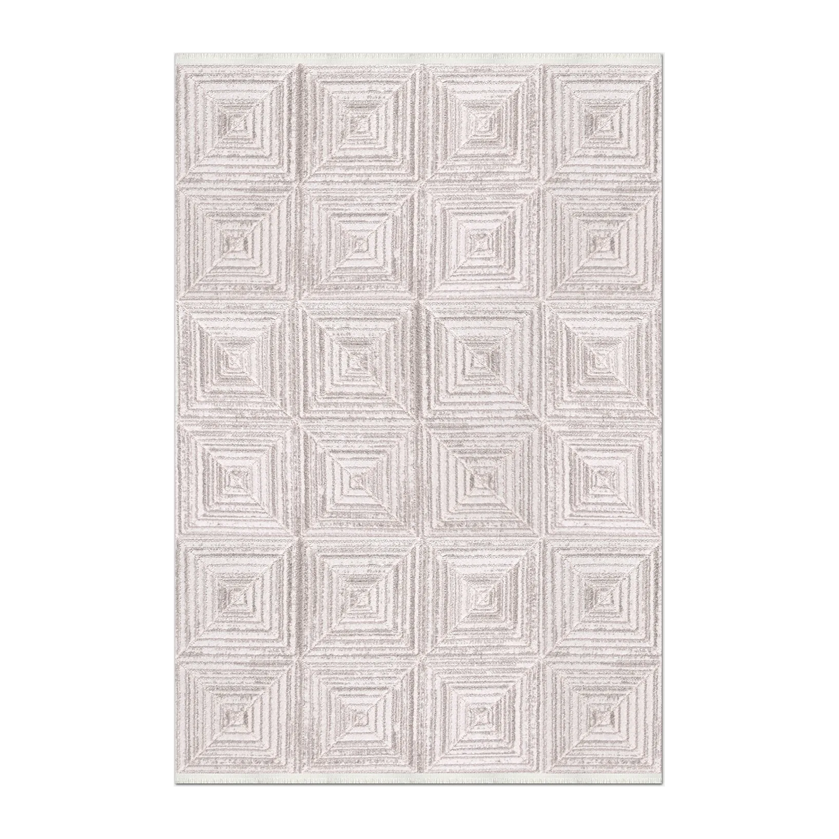 RECTANGLE | HERO | Zircon Cream Mid-Century Modern Geometric Machine Woven Livi