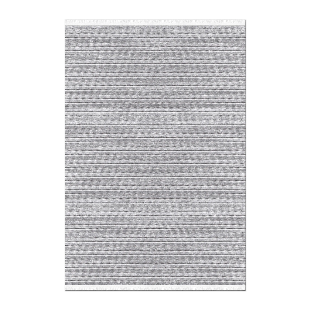 RECTANGLE | HERO | Oakford Grey Silver Striped Modern Machine Woven Living Room