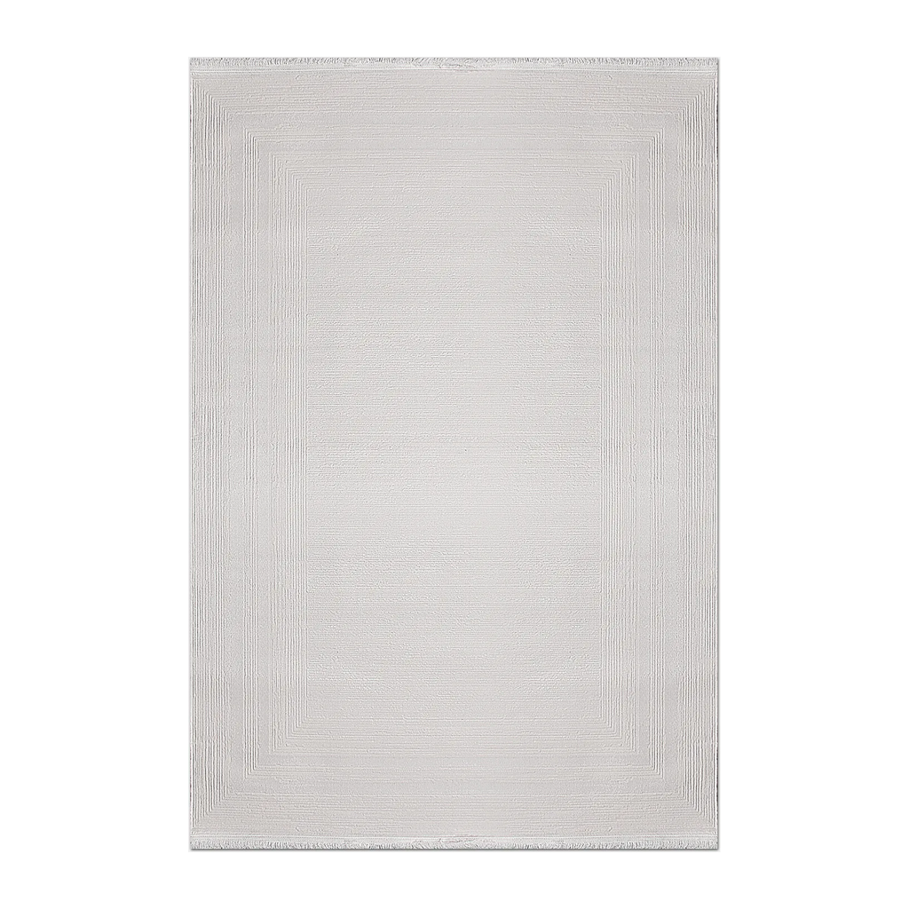 RECTANGLE | HERO | Turret Cream Modern Geometric Machine Woven Ivory Living Roo