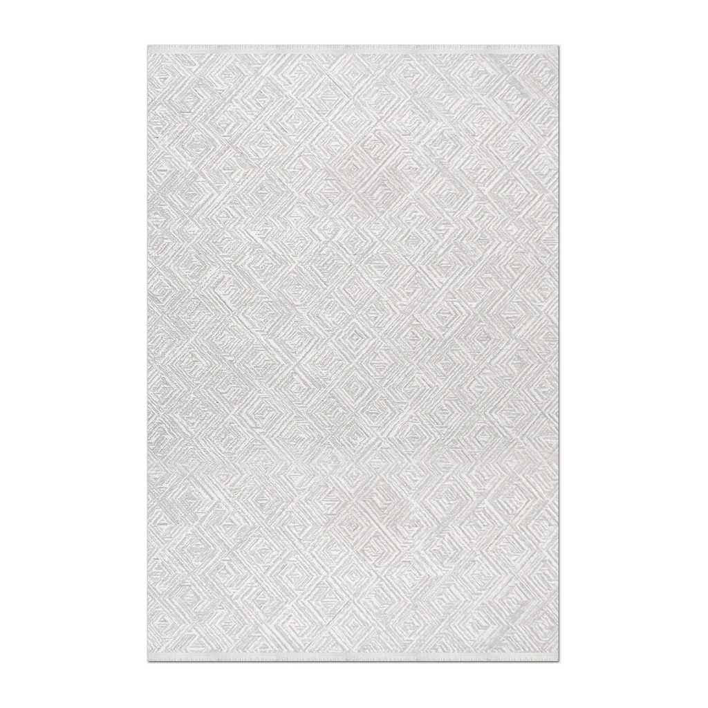 RECTANGLE | HERO | Shimmer Cream Modern Geometric Machine Woven Living Room Bed