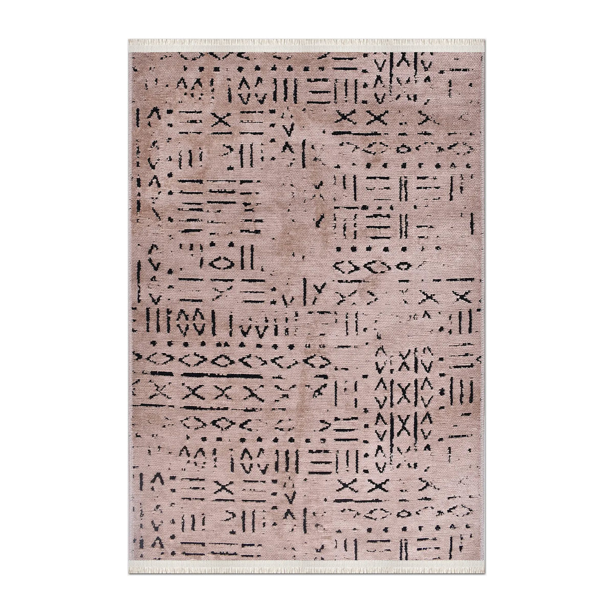 RECTANGLE | HERO | Iris Blush Pink Boho Abstract Tribal Machine Woven Living Ro