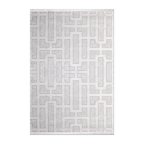 RECTANGLE | HERO | Bourne Cream Grey Geometric Maze Modern Machine Woven Living