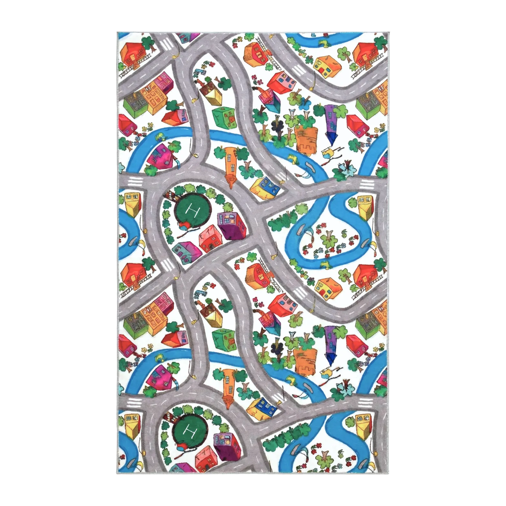 RECTANGLE | HERO | Mere Cream Multicolour Abstract Town Map Machine Woven Kids 