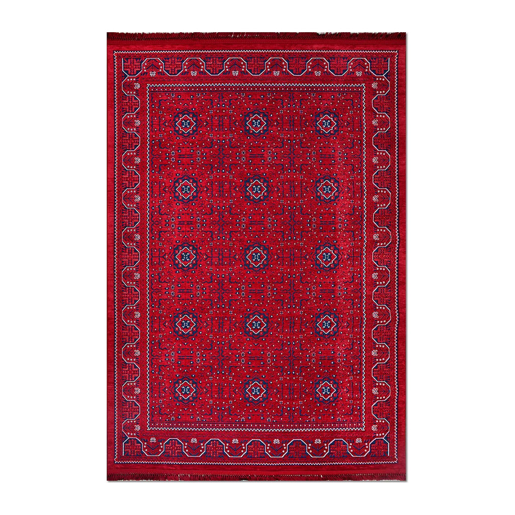 RECTANGLE | HERO | Bergama Red Navy Ivory Persian Style Traditional Machine Wov
