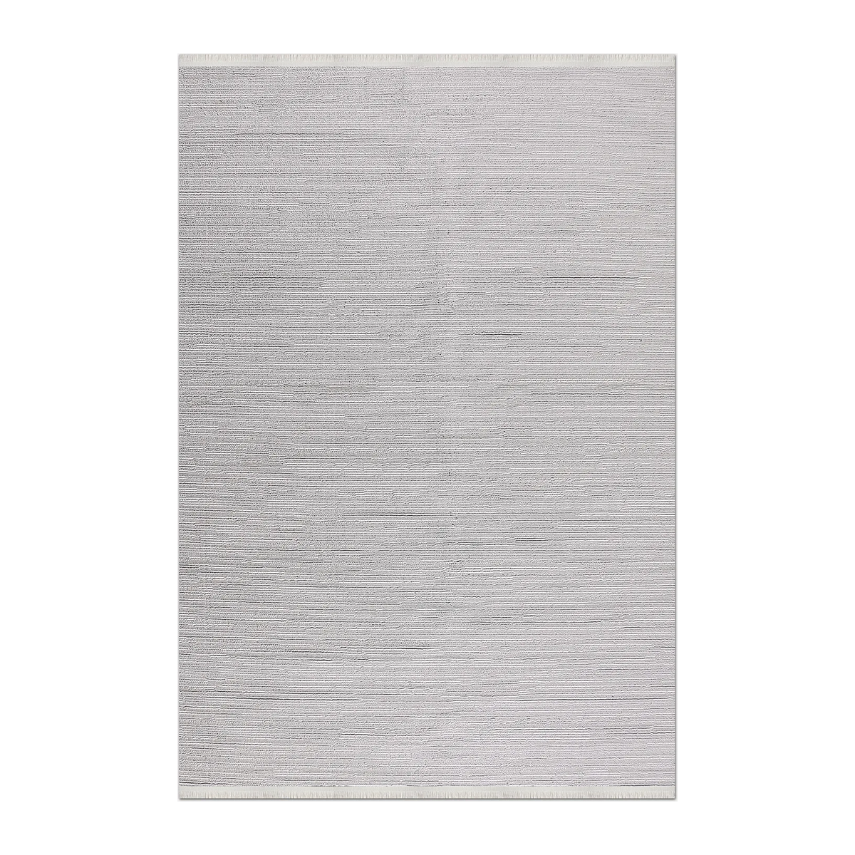 RECTANGLE | HERO | Transept Ivory Solid Modern Machine Woven Fringe Living Room