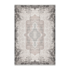 RECTANGLE | HERO | Datca Persian Style Medallion Distressed Vintage Look Grey C