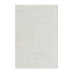 RECTANGLE | HERO | Elmwood Ivory Geometric Modern Machine Woven Carved High Low