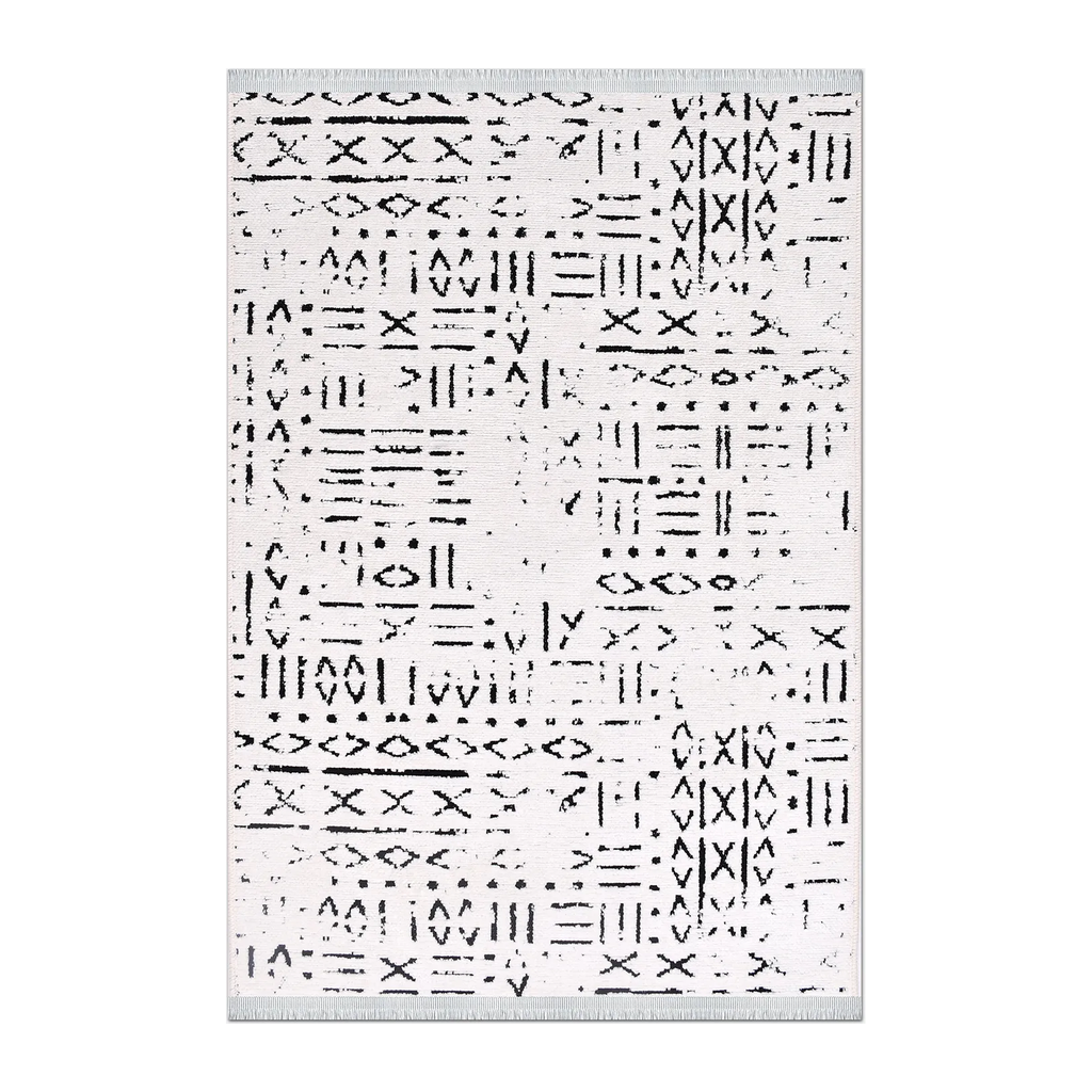 RECTANGLE | HERO | Lilac Cream Black Abstract Boho Machine Woven Living Room Be