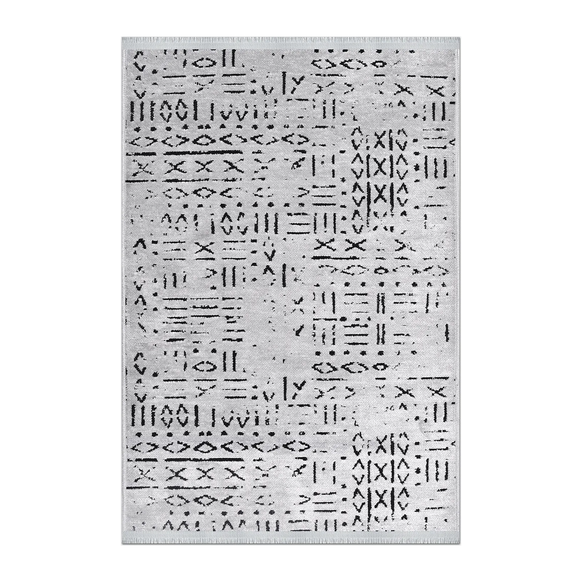 RECTANGLE | HERO | Larch Moroccan Style Tribal Boho Light Grey Black Machine Wo