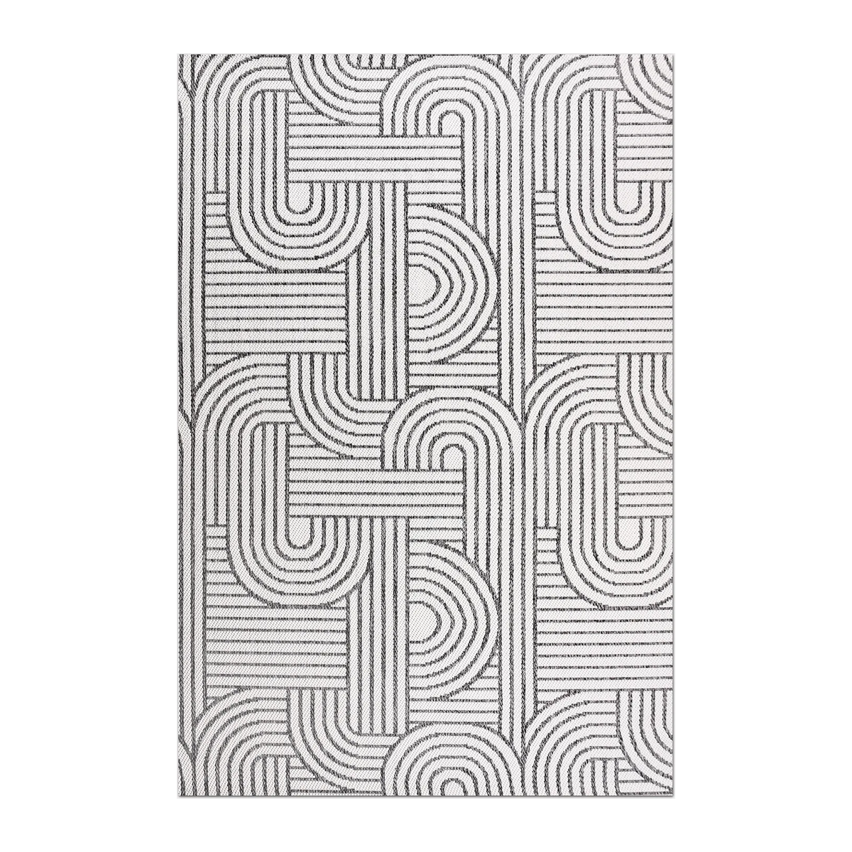 RECTANGLE | HERO | Nacre Cream Grey Geometric Modern Machine Woven Living Room 