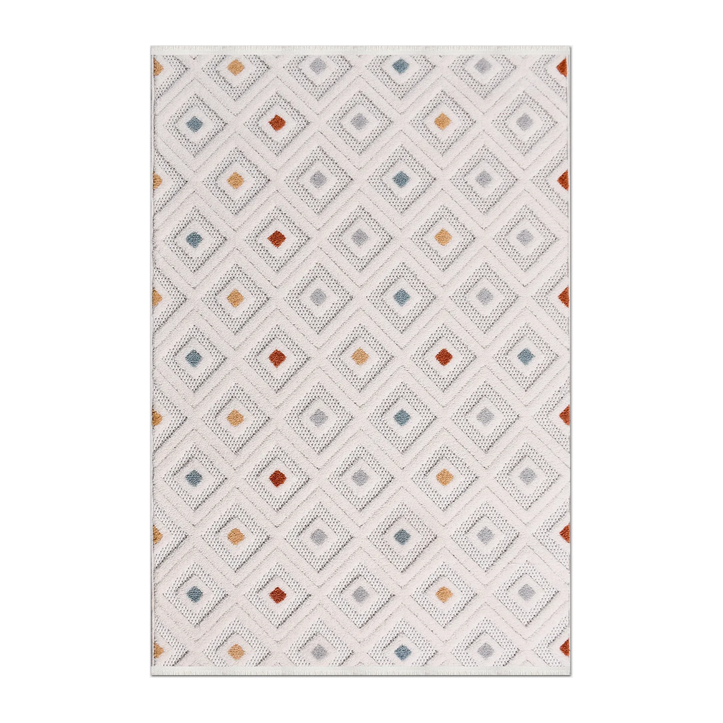 RECTANGLE | HERO | Nave Ivory Geometric Diamond Machine Woven Transitional Mode