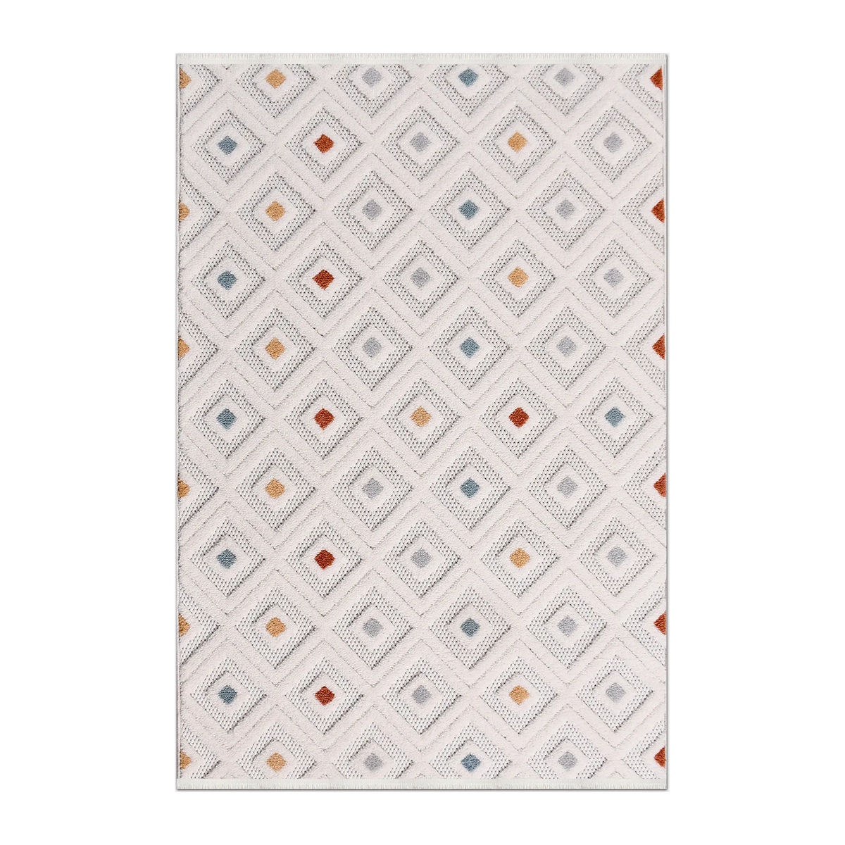 RECTANGLE | HERO | Nave Ivory Geometric Diamond Machine Woven Transitional Mode