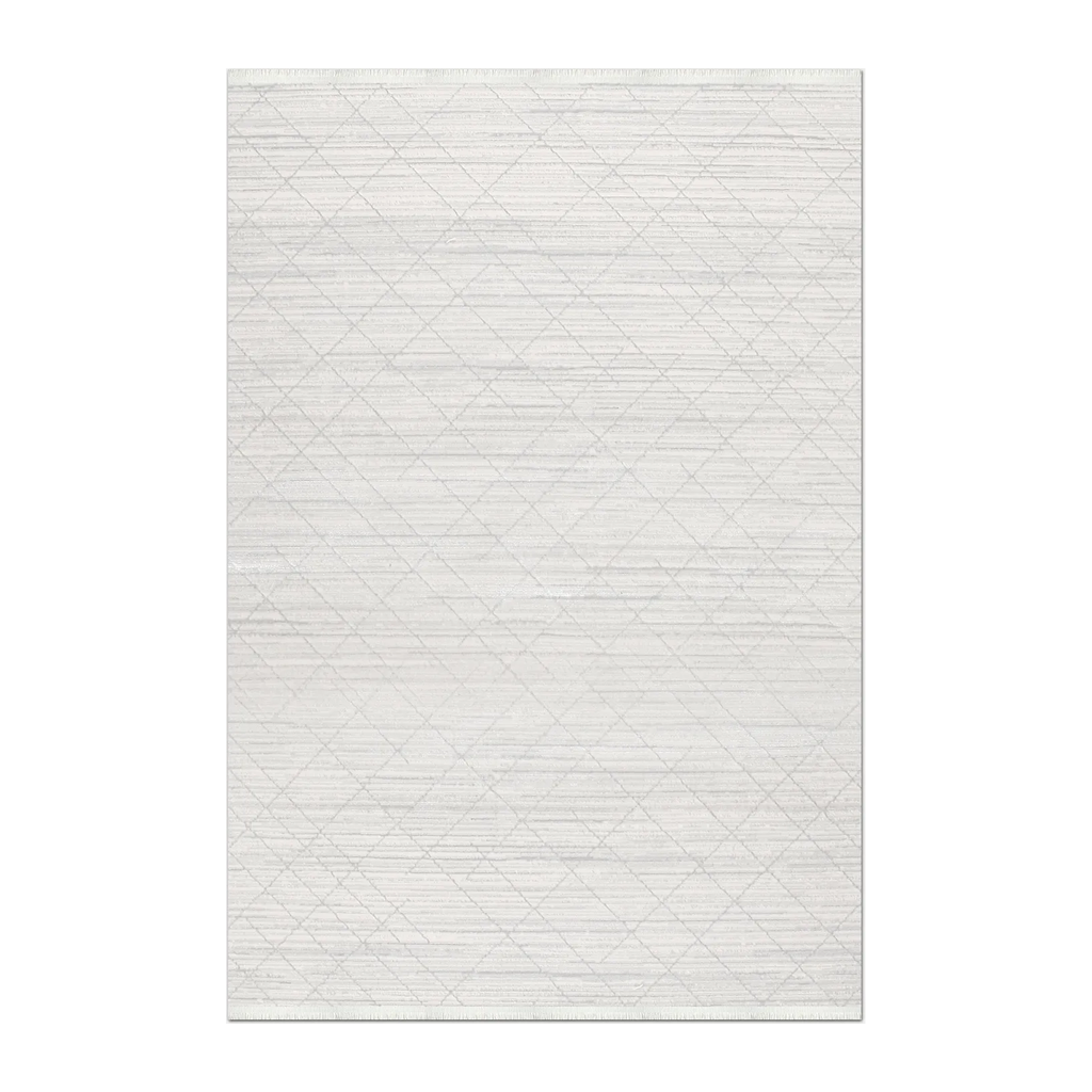 RECTANGLE | HERO | Samphire Cream Modern Geometric Diamond Lattice Machine Wove