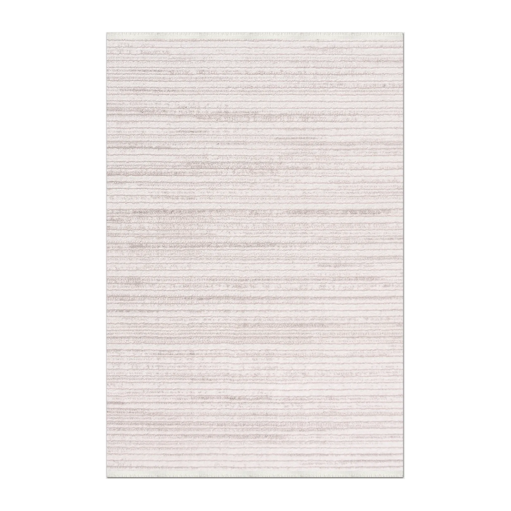 RECTANGLE | HERO | Verdite Cream Mid-Century Modern Striped Machine Woven Livin