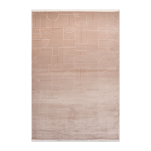 RECTANGLE | HERO | Broom Blush Beige Modern Geometric High-Low Machine Woven Li