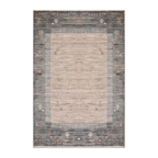 RECTANGLE | HERO | Trefoil Grey Beige Abstract Tribal Border Machine Woven Livi