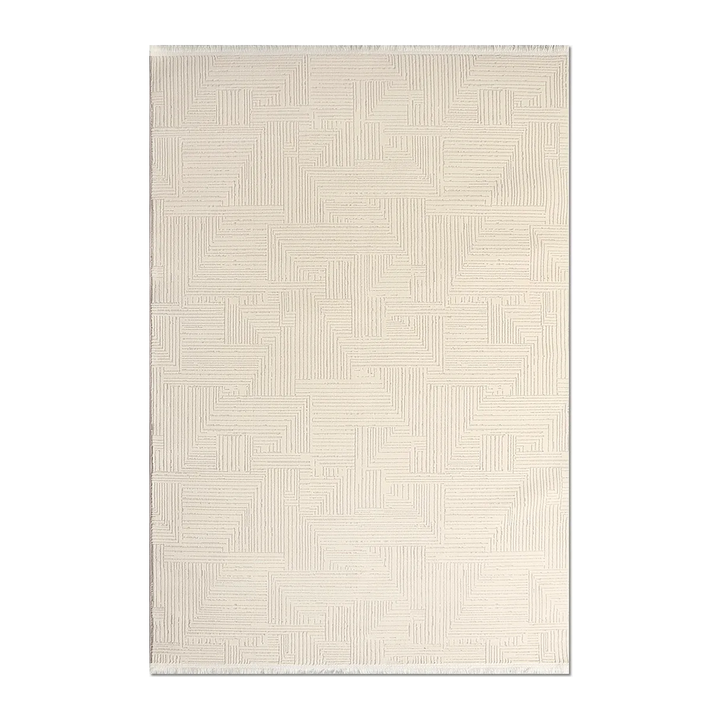 RECTANGLE | HERO | Cornflower Cream Beige Geometric Modern Machine Woven Living