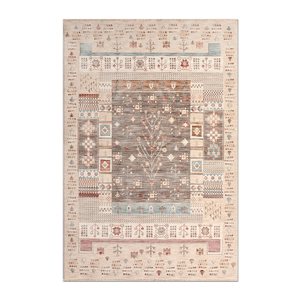 RECTANGLE | HERO | Plumtree Traditional Patchwork Beige Cream Multicolour Machi