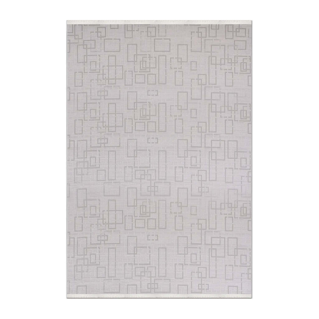 RECTANGLE | HERO | Olympos Light Grey Geometric Modern Machine Woven Living Roo