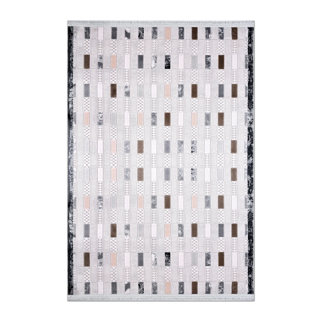 RECTANGLE | HERO | Upland Cream Grey Modern Geometric Machine Woven Living Room
