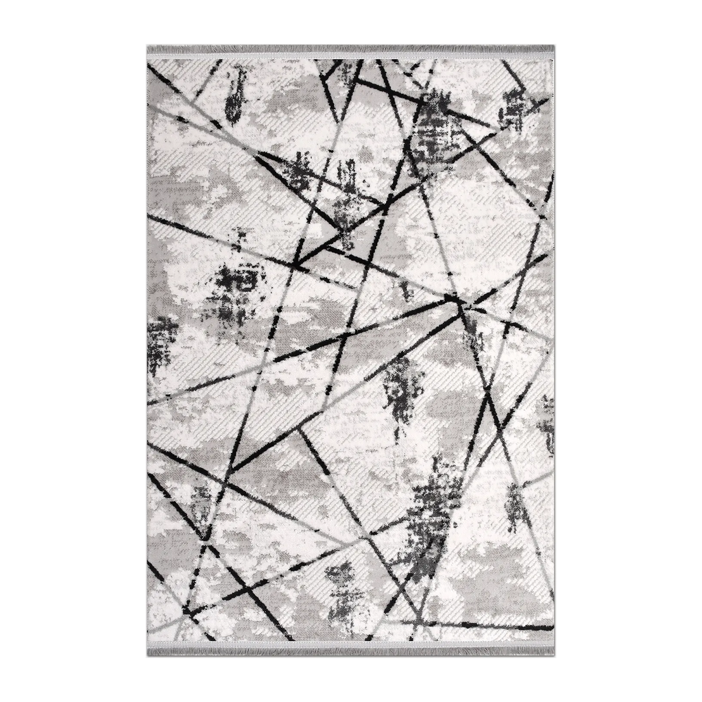 RECTANGLE | HERO | Corrie Cream Grey Abstract Modern Machine Woven Living Room 