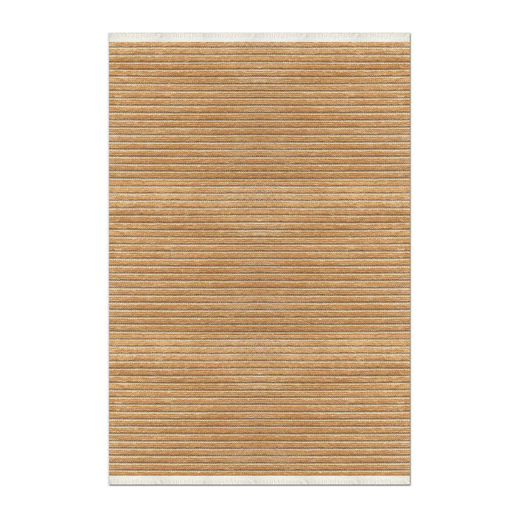 RECTANGLE | HERO | Nutmeg Camel Striped Modern Machine Woven Living Room Bedroo