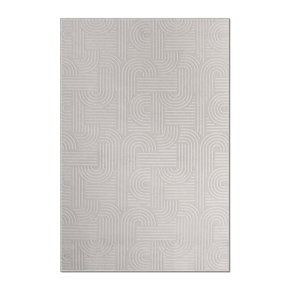 RECTANGLE | HERO | Hoarfrost Light Grey Modern Geometric Carved High-Low Machin