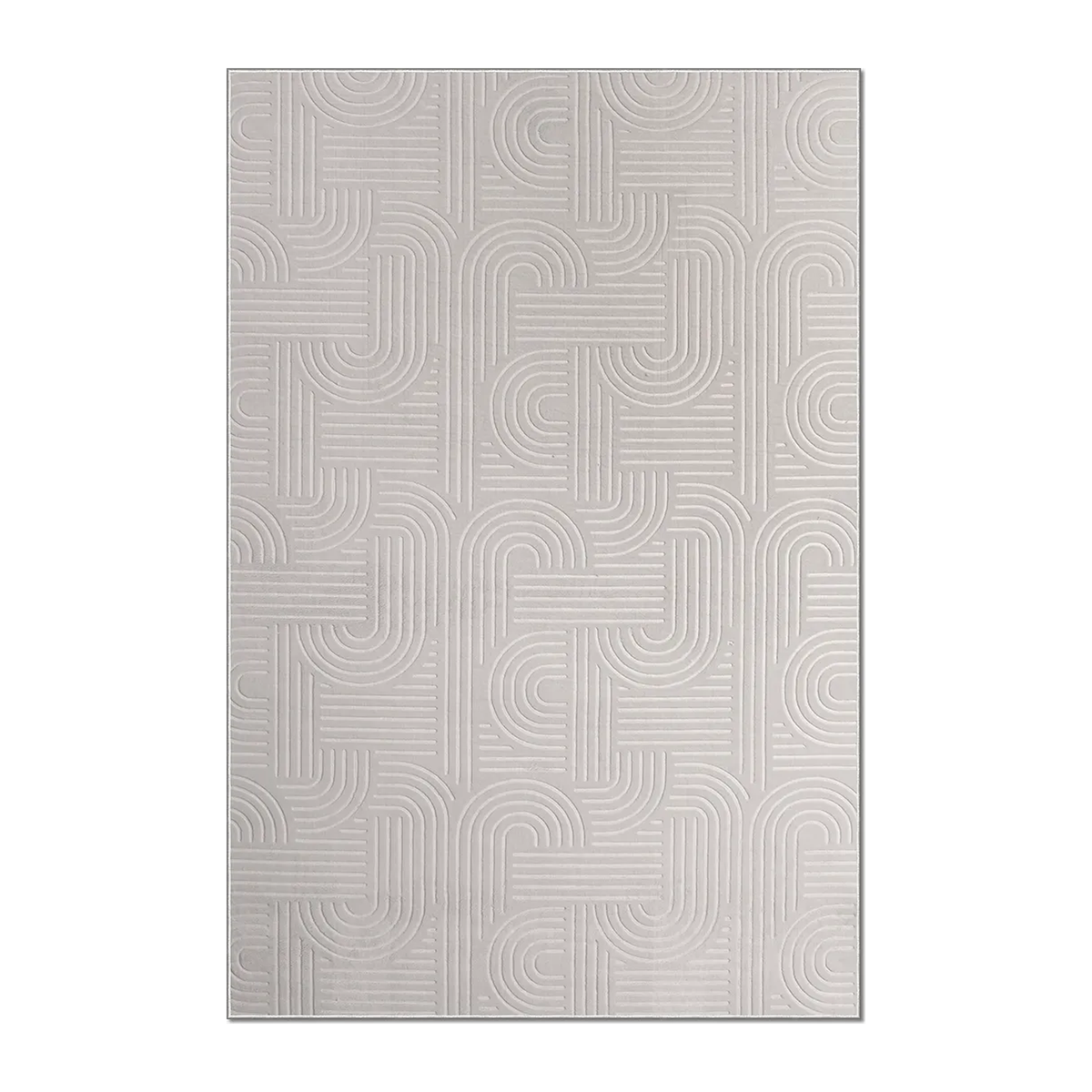 RECTANGLE | HERO | Hoarfrost Light Grey Modern Geometric Carved High-Low Machin