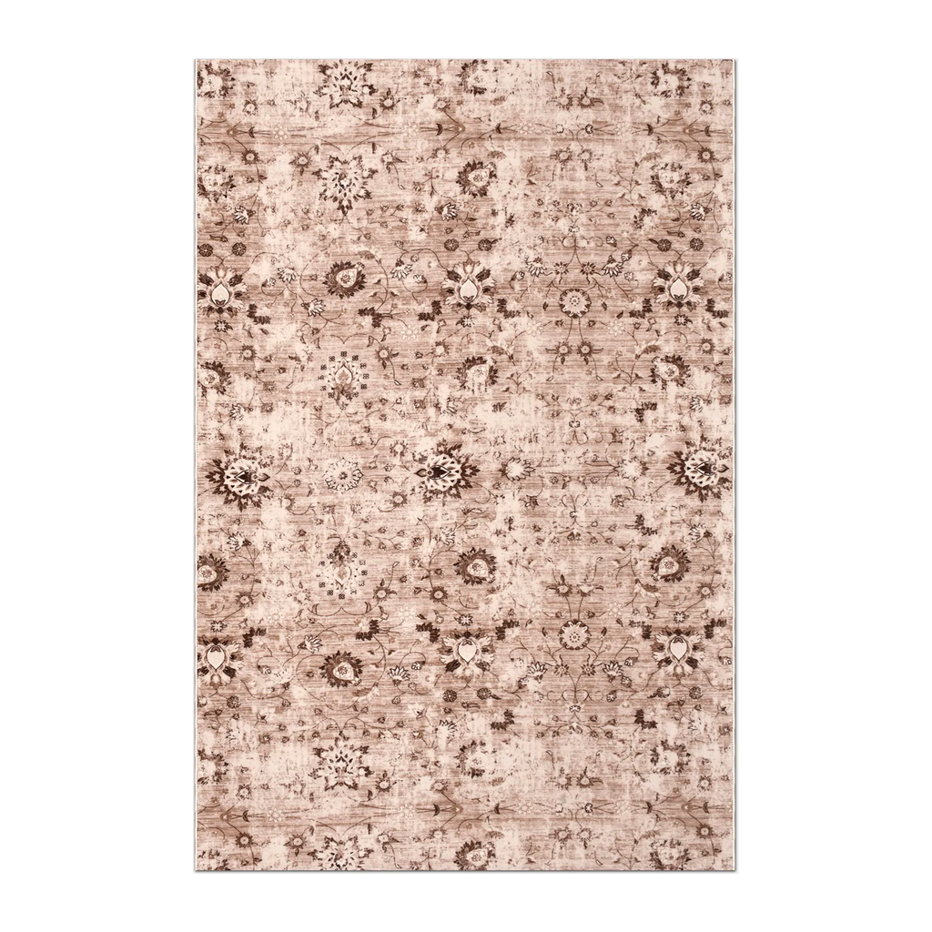 RECTANGLE | HERO | Crag Distressed Floral Traditional Machine Woven Beige Brown