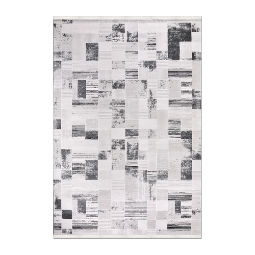 RECTANGLE | HERO | Aurora Cream Grey Patchwork Modern Machine Woven Living Room