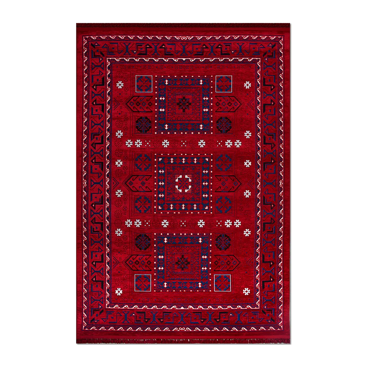 RECTANGLE | HERO | Ayvalik Persian Style Traditional Machine Woven Red Navy Cre
