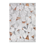 RECTANGLE | HERO | Tarn Modern Geometric Distressed Cream Grey Rust Machine Wov
