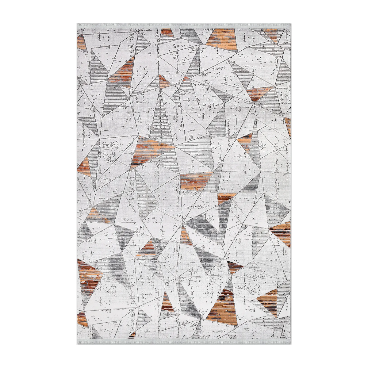 RECTANGLE | HERO | Tarn Modern Geometric Distressed Cream Grey Rust Machine Wov