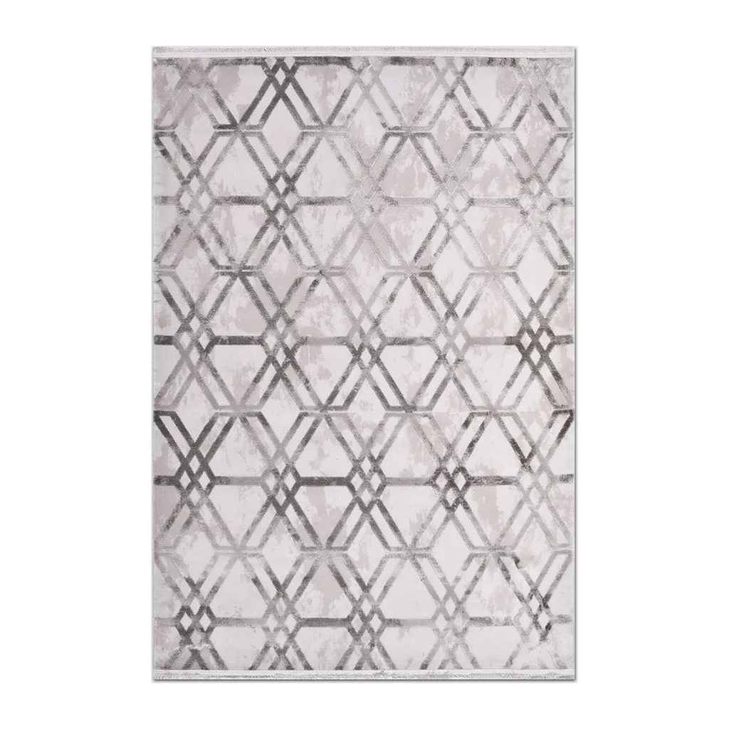 RECTANGLE | HERO | Palisade Grey Geometric Modern Machine Woven Living Room Bed